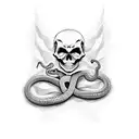 skeleton with snake tattoo design idea