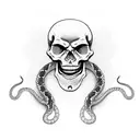 skeleton with snake tattoo design idea