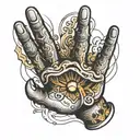 hand with 6 fingers crossed tattoo design idea