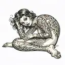 nude woman posing tattoo design idea