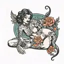 nude woman posing tattoo design idea
