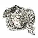 nude woman posing tattoo design idea