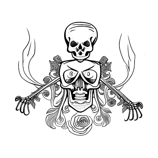 cherub skeleton  tattoo design idea