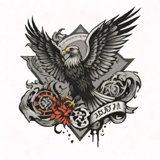 An abstract design combining the Benfica eagle with elements of Portugal's flag tattoo design idea