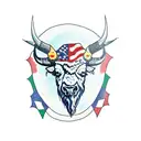 bison skull made of hungarian folk art tattoo design idea