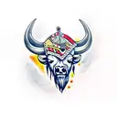 bison skull made of hungarian folk art tattoo design idea
