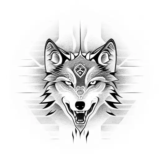 Yin and yang wolf tattoo design idea
