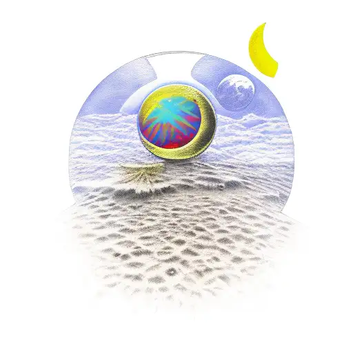 Palme, sonne, mond tattoo design idea