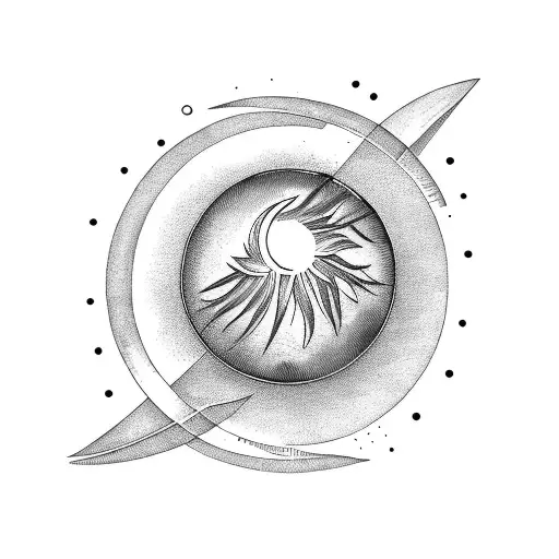 Palme, sonne, mond tattoo design idea