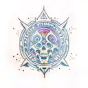 A traditional style tattoo of the Flatbush Zombies logo with psychedelic patterns and smoke, capturing their unique and trippy music style tattoo design idea