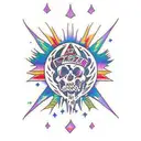 A traditional style tattoo of the Flatbush Zombies logo with psychedelic patterns and smoke, capturing their unique and trippy music style tattoo design idea