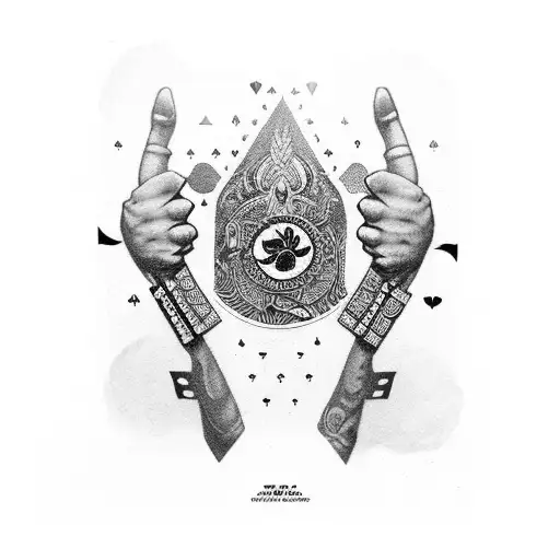 Muay Thai fighter surrounded by poker cards tattoo design idea