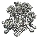 family bejarano crest heraldry crown and lions  tattoo design idea