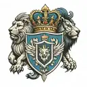 family bejarano crest heraldry crown and lions  tattoo design idea