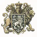 family bejarano crest heraldry crown and lions  tattoo design idea