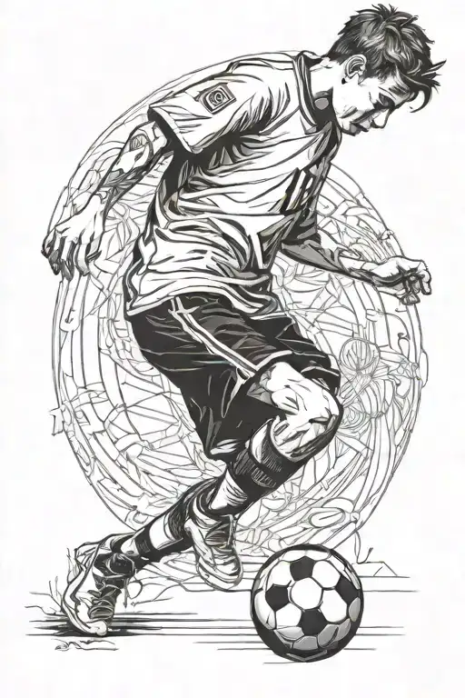 a barefoot boy wearing a soccer jersey with the number 11 on it, tattoo design idea