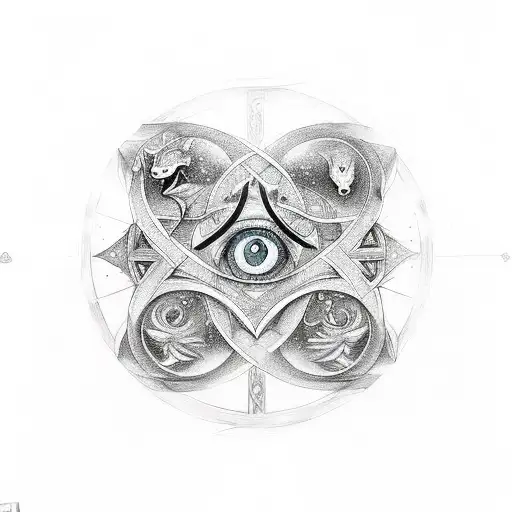 Combining the symbols of Gemini, infinity, the Eye of Horus, the triquetra, and the yin and yang can make for a rich and tattoo design idea