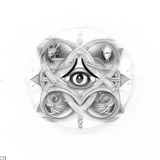 Combining the symbols of Gemini, infinity, the Eye of Horus, the triquetra, and the yin and yang can make for a rich and tattoo design idea