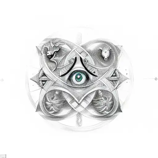 Combining the symbols of Gemini, infinity, the Eye of Horus, the triquetra, and the yin and yang can make for a rich and tattoo design idea