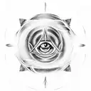 Combining the symbols of Gemini, cloud, the Eye of Horus, the triquetra, and the yin and yang  tattoo design idea