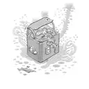 scuba diver holding opened treasure box under water  tattoo design idea