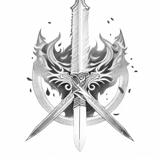 Sword with fire tattoo design idea