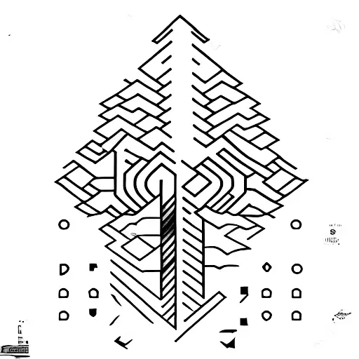 Binary code flowing through mountain peaks tattoo design idea
