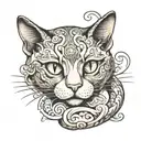 cat curled tattoo design idea