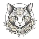 cat curled tattoo design idea