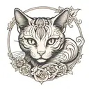 cat curled tattoo design idea