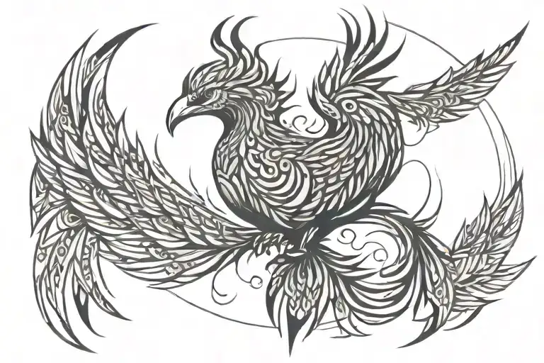 phoenix rising from flames tattoo design idea