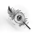 Peacock feather attached to flute tattoo design idea