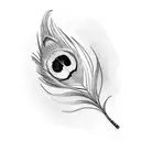 Peacock feather attached to flute tattoo design idea