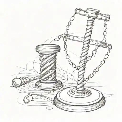 A sketch tattoo of a DNA strand morphing into a gavel, representing the client's interest in the intersection of science and law tattoo design idea