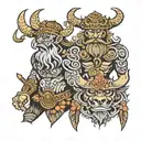 Viking and barong bali tattoo design idea