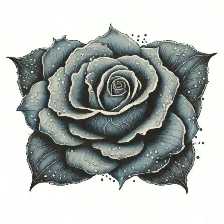blue rose and moon tattoo tattoo design idea