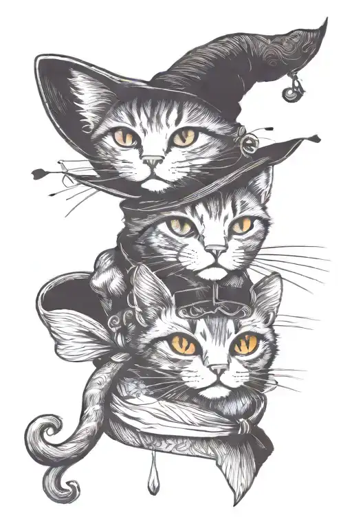 cat with a top hat tattoo design idea