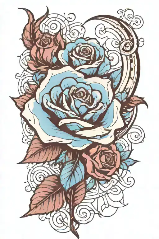blue rose and moon tattoo tattoo design idea