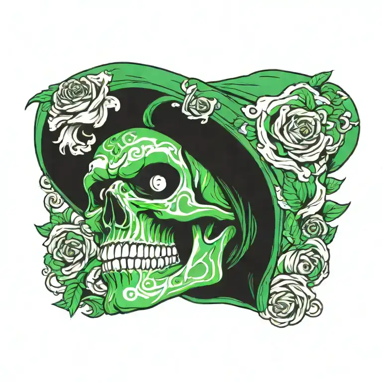 green skull wearing a beanie tattoo design idea