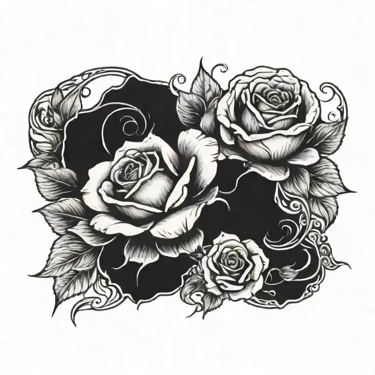 blue rose and moon tattoo tattoo design idea