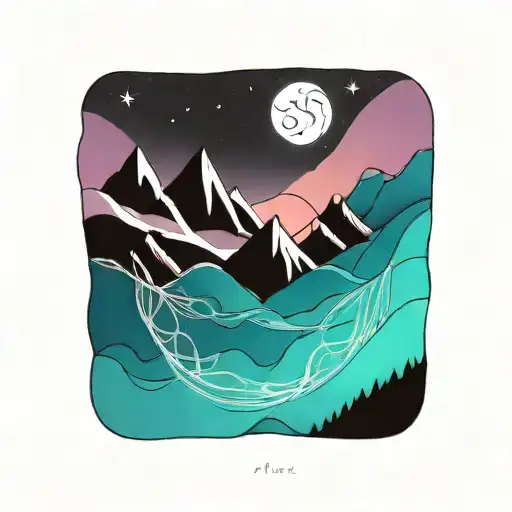 mountains moon merging together tattoo design idea