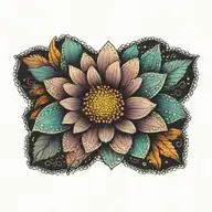 colorful psychedelic lace daisy flower tattoo design idea