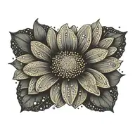 colorful psychedelic lace daisy flower tattoo design idea