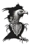 vulture and bones tattoo design idea