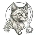 cat and moon  tattoo design idea