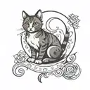cat and moon  tattoo design idea