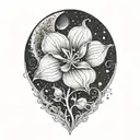 moon flower intertwined tattoo design idea
