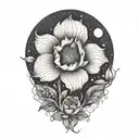 moon flower intertwined tattoo design idea