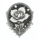 moon flower intertwined tattoo design idea