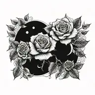 blue rose and moon tattoo tattoo design idea